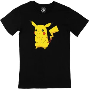 Utangaç Pikachu Siyah Tişört