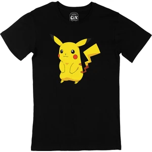 Utangaç Pikachu Siyah Tişört