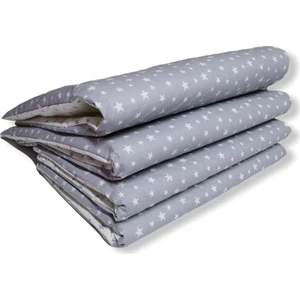 Bebek Özel Bebek/Çocuk Beşik Kenar Koruma 120X200 Beşik Için (4 Parça) Gri/beyaz Yıldızlı