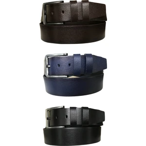 3'lü Set Kot, Spor Deri Kemer 4,5 cm Siyah, Kahverengi, Lacivert