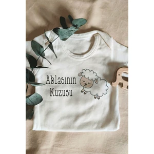 Bebek Beyaz Ablasının Kuzusu Yazılı Kısa Kol Body