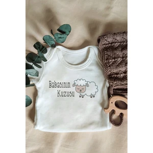 Babasının Kuzusu Yazılı Kısa Kol Organik Bebek Body Zıbın
