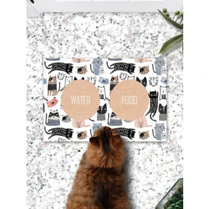 Kedi Desenli Kedi Köpek Mama Paspası ve Beslenme Altlığı 45X70CM