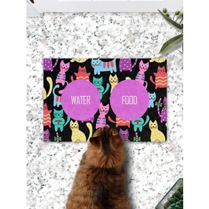 Renkli Kediler  Kedi Köpek Mama Paspası ve Beslenme Altlığı 45X70CM
