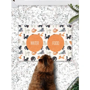 Sevimli Kediler Kedi Köpek Mama Paspası ve Beslenme Altlığı 45X70CM

