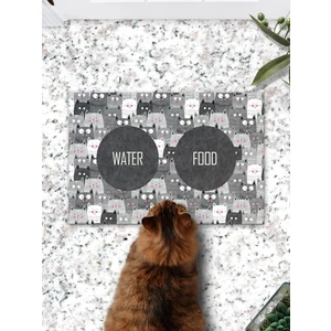 Gri Kediler Kedi Köpek Mama Paspası ve Beslenme Altlığı 45X70CM

