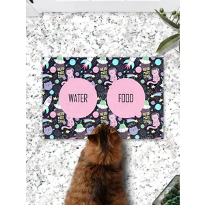 Space Renkli Kediler Kedi Köpek Eğitim Mama Paspası ve Beslenme Altlığı
