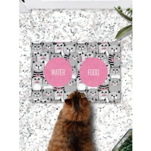 Gri Pembe Kediler Kedi Köpek Mama Paspası ve Beslenme Altlığı 45X70CM