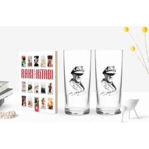 Bk Gift Renkli Baskılı Atatürk Temalı Ikili Rakı Bardağı ve Rakı Cep Kitabı Hediye Seti-17