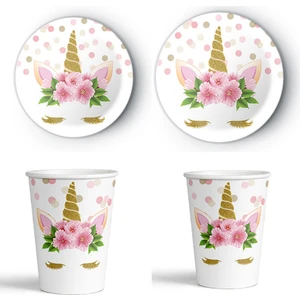 Parti Sürprizi Unicorn Tabak Bardak Set 8'li