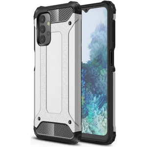 noktaks - Samsung Galaxy A32 4G - Kılıf Çift Katman Zırh Tank Crash Military Kapak - Gri - T17037