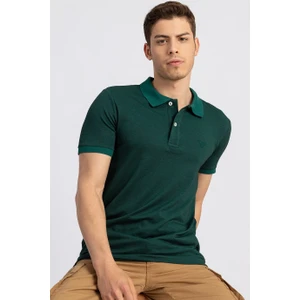 Slim Fit Dar Kesim Polo Yaka Yeşil Erkek T-Shirt