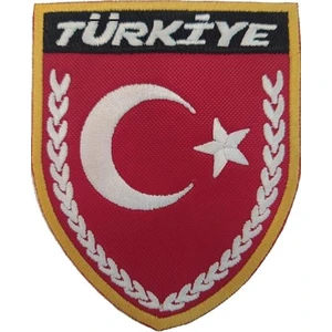Sim Nakış Türk Bayrak Nakış Işleme Arma Patch Peç 8×9,5 cm