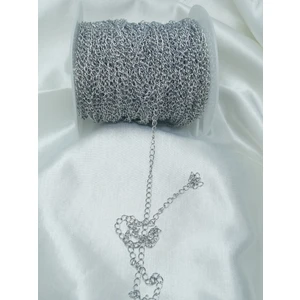 Livza Bijuteri 1 Metre Gümüş Renk Rodyum Zincir Takı Malzemesi