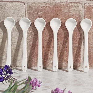 Porselen Büyük Beyaz 6'lı Çay Kaşığı Set 13 cm