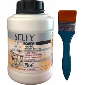 Kendinden Vernikli Selfy Dekor 1250 cc Antik Beyaz Boya ve Ipeksi Uçlu Zemin Fırçası 5 cm