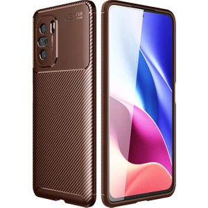 Case World Caseworld Xiaomi Poco F3 Kılıf Karbon Tasarımlı Kapak - Kahverengi