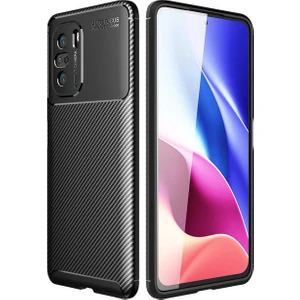 Case World Caseworld Xiaomi Poco F3 Kılıf Karbon Tasarımlı Kapak - Siyah