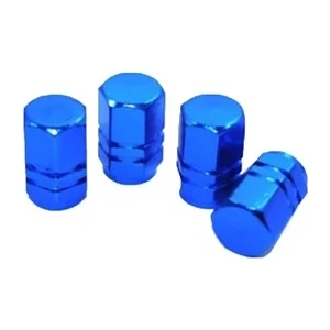 4 Adet Mavi Renk Alüminyum Krom Altıgen Sibop Kapağı