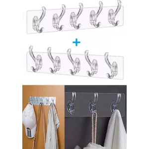 Tilbe Home  Şeffaf Askılık Duvar Askısı 5'li x 2