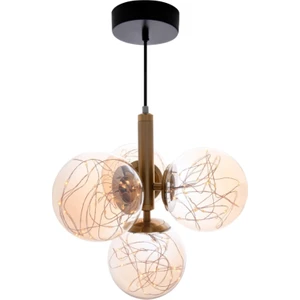 Crystal Palace 4lü Sarkıt Avize Karpuz Avize - Cam Avize 4 Lü Top Avize - LED Avize Ledli Avize Rose Gold Bal Rengi