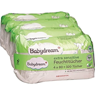 Babydream Bebek Islak Mendil Çok Hassas Cilt, Aloe Veralı 4 x