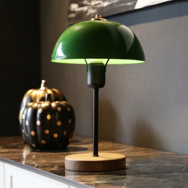 Art&Gift North Home Mantar Başlıklı Yeşil Metal Abajur Salon Ofis Cafe İşletme Masa