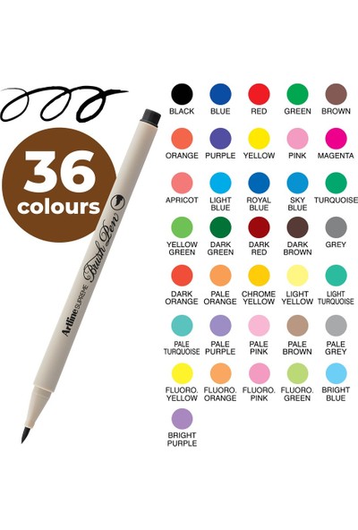 Artline Supreme Brush Pen Tam Set 36 Farklı Renk
