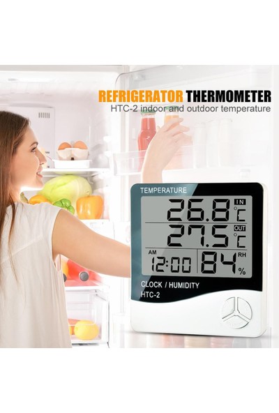 HTC Htc-2 Oda Termometre Higrometre Hava Istasyonu Sıcaklık Nem Ölçer LCD Saat