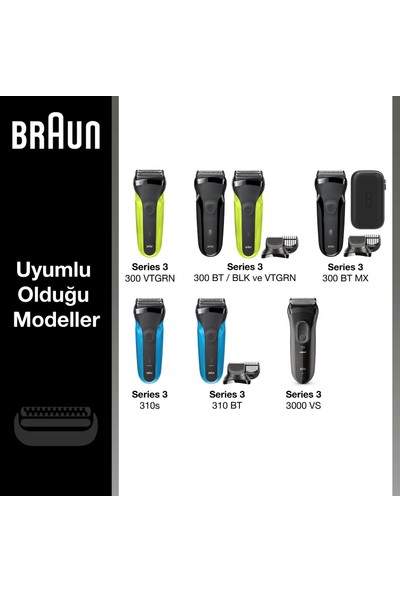 Braun 3 Serisi Tıraş Makinesi Yedek Başlığı 21B (Siyah)