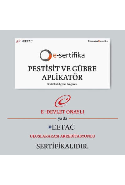 E-Sertifika Pestisit ve Gübre Aplikatör Eğitimi (E-Devlet / EETAC Onaylı Sertifikalı)