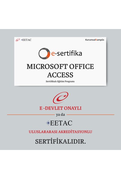E-Sertifika Microsoft Office Access Eğitimi (E-Devlet / EETAC Onaylı Sertifikalı)