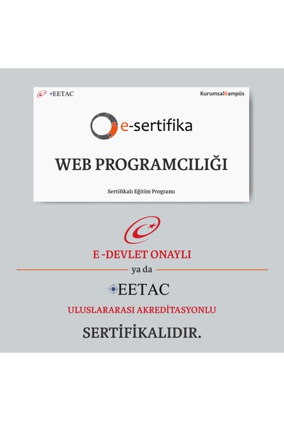 E-Sertifika Web Programcılığı Eğitimi (E-Devlet / EETAC Onaylı Sertifikalı)