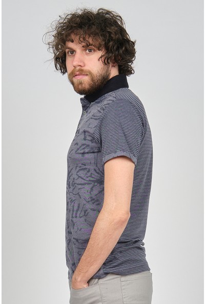 Mcl Erkek Desenli Slim Fit Polo Yaka T-Shirt 2076199 Lacivert