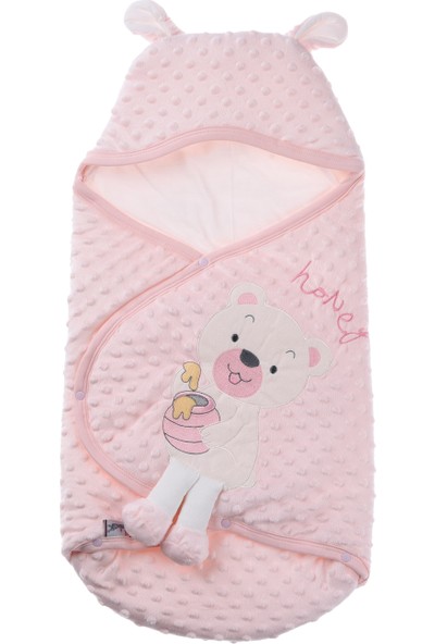 Bebecix Bebek Velboa Topitos Nakışlı Kundak-Somon