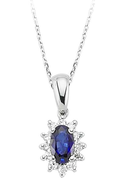 Pırlanta ve Oval Safir Taşlı Anturaj Kolye