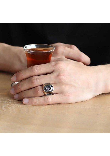 Gümüş Türk Bayrağı Ay Yıldız Erkek Yüzük fiyatları