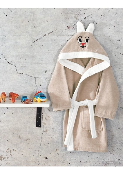 Kapşonlu %100 Pamuklu Çocuk Bornoz / 3-4 Yaş