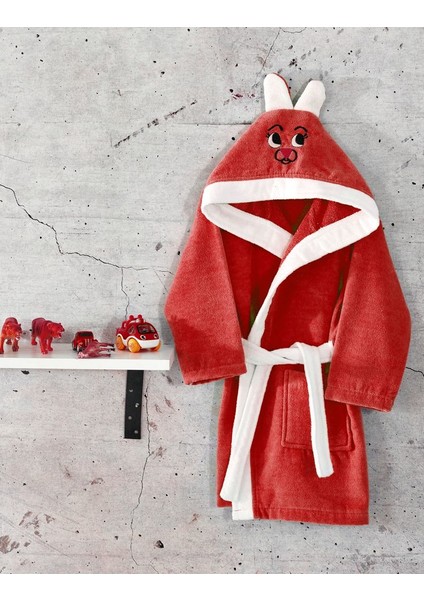 Kapşonlu %100 Pamuklu Çocuk Bornoz / 1-2 Yaş