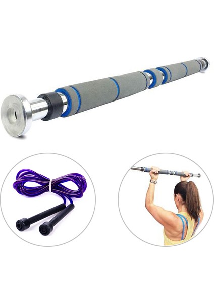Sportif 60-100 cm Ayarlanabilir Chrome Tam Süngerli Kapı Arası Barfiks Demiri + Atlama Ipi Hediye