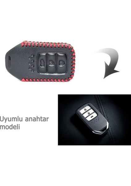 Deri Anahtar Kılıfı Honda Civic Fc5 Siyah