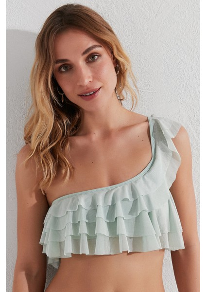 Mint Yeşili Marie One Shoulder Bikini Üstü modelleri