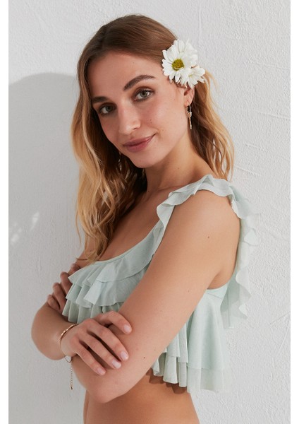 Mint Yeşili Marie One Shoulder Bikini Üstü fırsatları