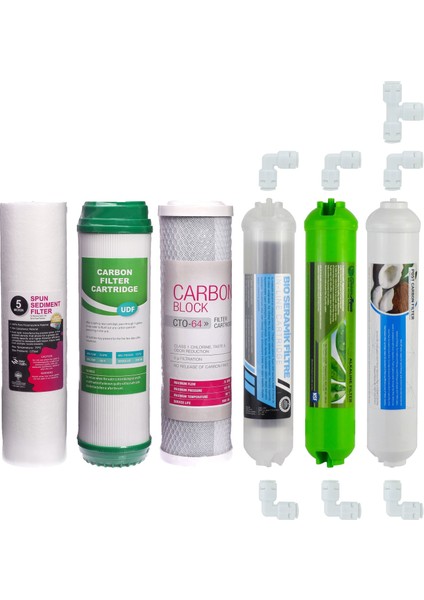 Su Arıtma Cihazı Filtresi 6'lı Set Paket Aşama Membransız