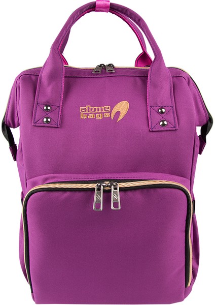 Anne Bebek Bakım Çantası 9317 Fuşya Su Geçirmez Kumaş Bebek Bakım Sırt Çantası