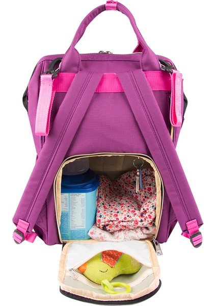 Anne Bebek Bakım Çantası 9317 Fuşya Su Geçirmez Kumaş Bebek Bakım Sırt Çantası modelleri