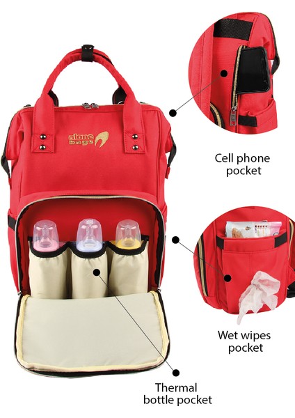 Anne Bebek Bakım Çantası 9317 Fuşya Su Geçirmez Kumaş Bebek Bakım Sırt Çantası indirimleri