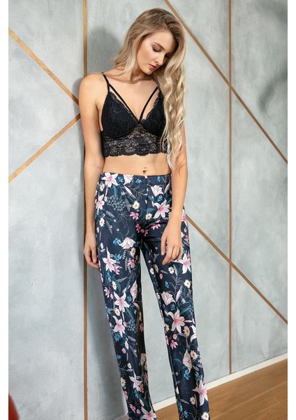 5625 Çeyizlik Bralet Sütyen Ip Askılı Kadın Saten Çiçek Desenli Desteksiz Dantel Detaylı Pijama Takım Sabahlık Büstiyer Pijama Takım fiyatları