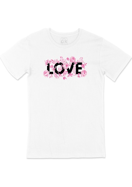Pembe Güllü Aşk Tişört