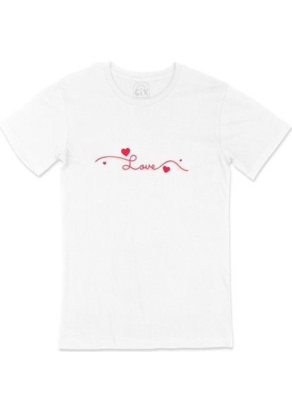 Kırmızı Kalpli Aşk Tişört